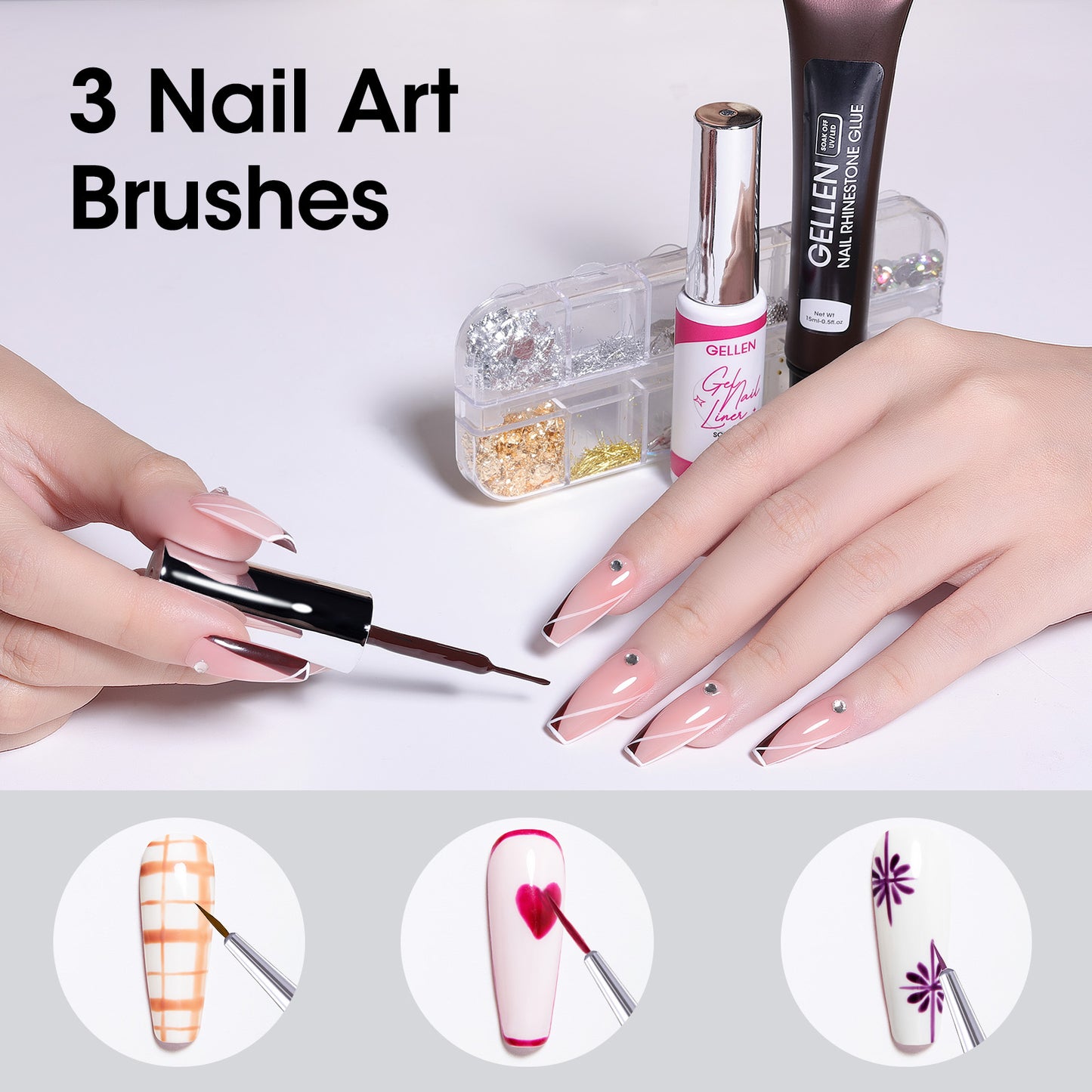 Gellen Gel Liner Nail Polish, 12 Colors Sweet Candy Girly Color Nail Art Gel Nail Polish Set, Gel Polish Soak Off UV Cure Gel Built Thin Nail Brush Valentine's Day Gifts for Women