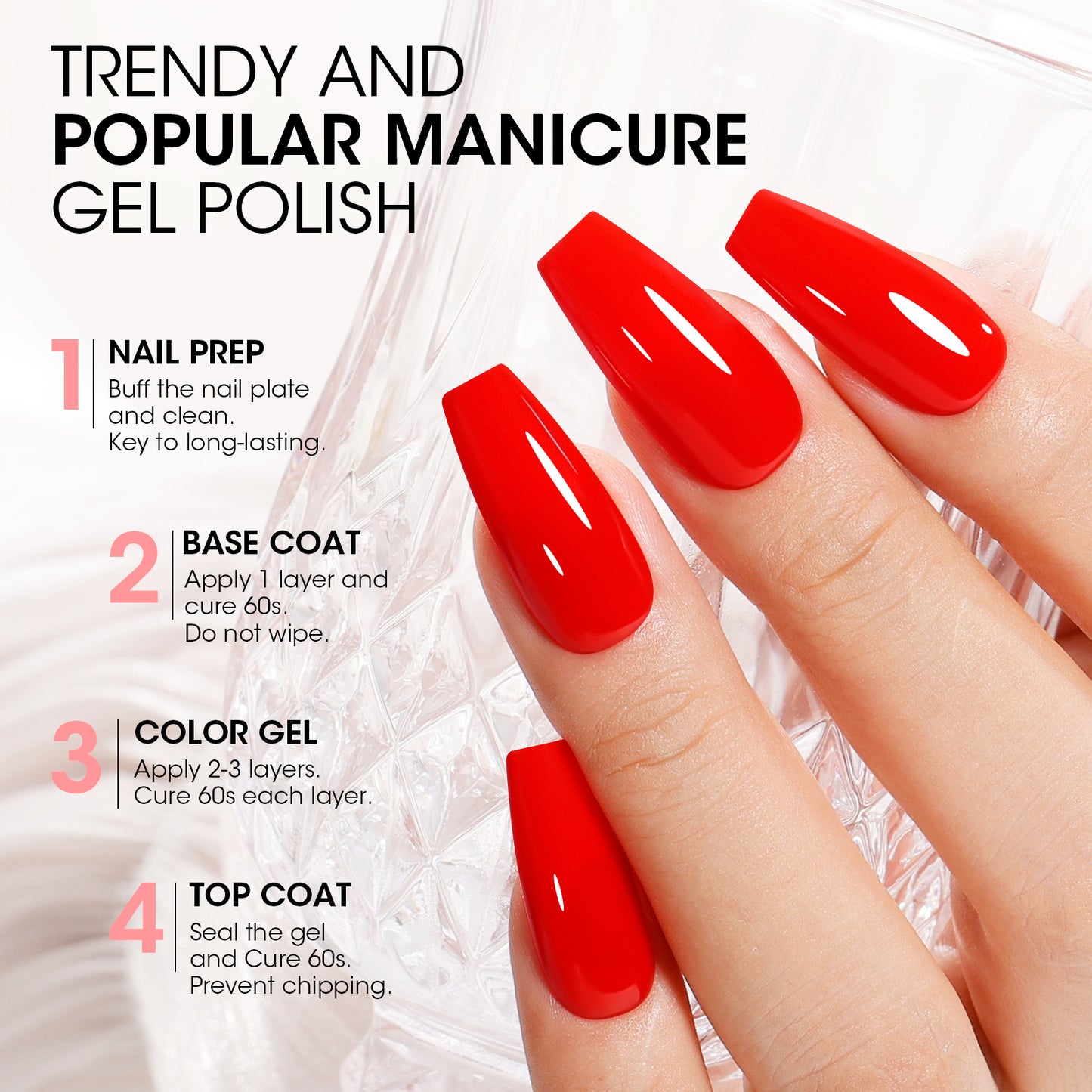 Gellen Gel Nail Polish, 18ml Hot Red Nail Polish Soak Off UV LED Nail Gel Polish Nail Art Manicure Salon at Home DIY Gel, Christmas Gifts for Women Girls