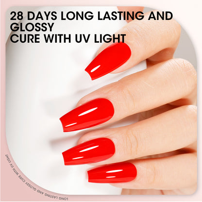 Gellen Gel Nail Polish, 18ml Hot Red Nail Polish Soak Off UV LED Nail Gel Polish Nail Art Manicure Salon at Home DIY Gel, Christmas Gifts for Women Girls