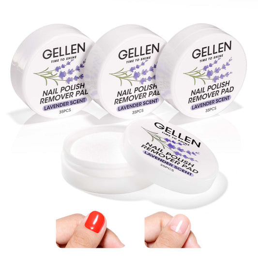 Gellen Nail Polish Remover Wipes, 140pcs Remover Pads for for Acrylic Nails, Non-Acetone Travel Wets Bulk Set for Clearing Nail Lacquer Salon Home, Lavender Scent