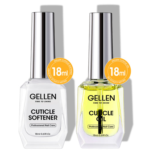 Gellen Cuticle Oil & Softener for Nails, 2 Pcs 18ml Cuticle Remover & Strengthener, Nail Cuticle Protector, 2 in 1 Nail Care Kit for Cuticle Removing & Repairng Manicure Essentials