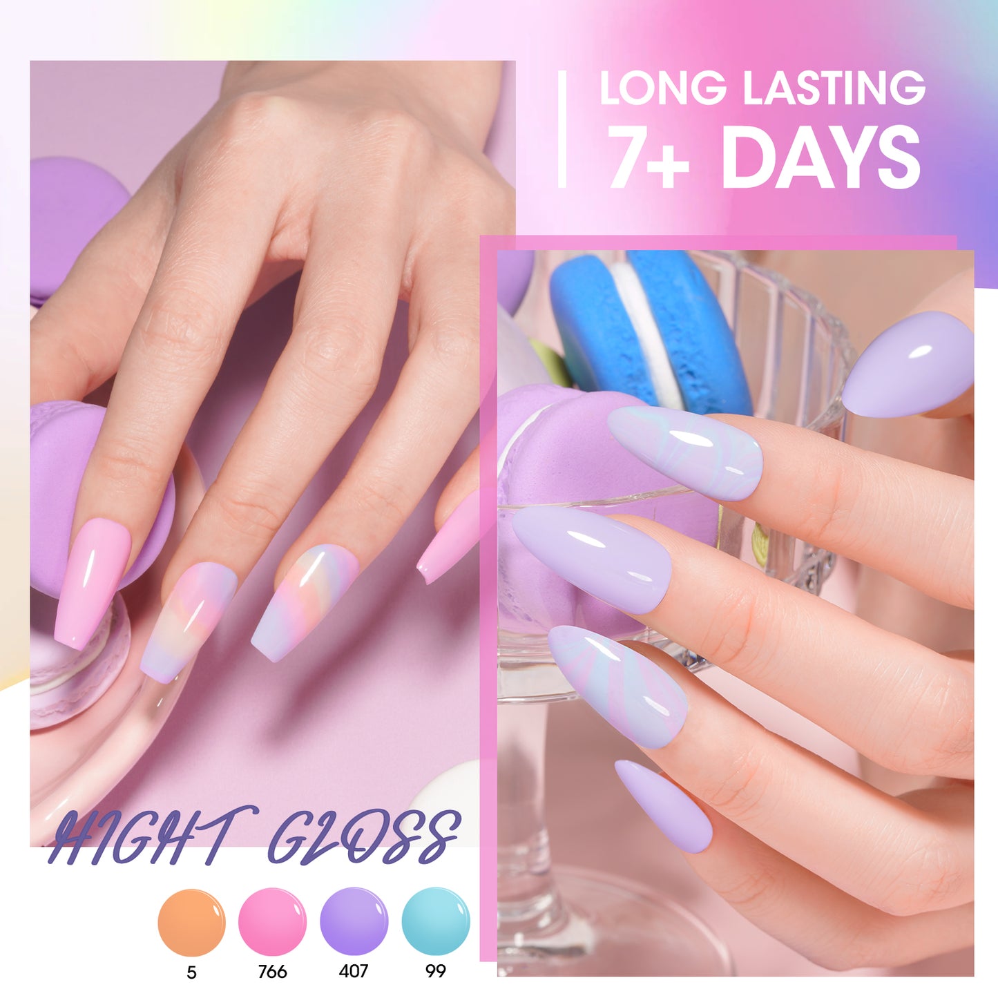 Gellen Nail Polish, Quick Air Dry 6 Colors Nail Lacquer Set Classic Macaron Trendy Nail Polish Kit for Nail Manicure DIY Art Home, No UV Light Needed, 0.33 oz Each Bottle