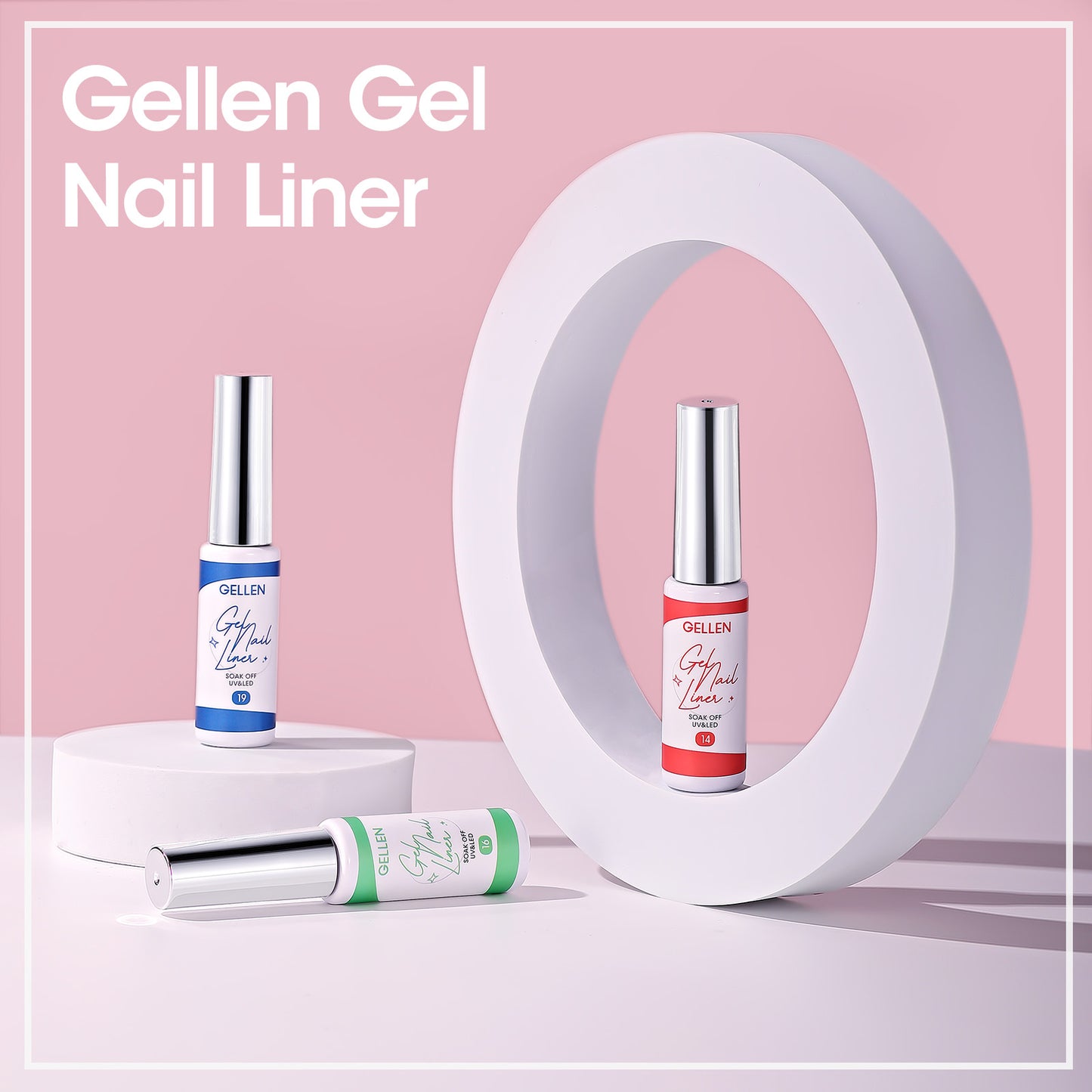Gellen Gel Liner Nail Polish, 6 Colors Red Pink Green Nail Art Gel Nail Polish Set, Gel Polish Soak Off UV Cure Gel Built Thin Nail Brush Valentine's Day Gifts for Women