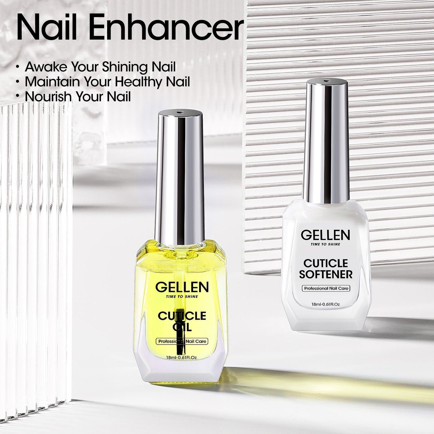 Gellen Cuticle Oil & Softener for Nails, 2 Pcs 18ml Cuticle Remover & Strengthener, Nail Cuticle Protector, 2 in 1 Nail Care Kit for Cuticle Removing & Repairng Manicure Essentials