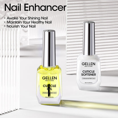 Gellen Cuticle Oil & Softener for Nails, 2 Pcs 18ml Cuticle Remover & Strengthener, Nail Cuticle Protector, 2 in 1 Nail Care Kit for Cuticle Removing & Repairng Manicure Essentials