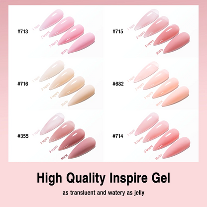 Candy Lover Gel Nail Polish Kit, 6 Jelly Sheer Nudes Peach Pink Brown Milky Colors Gel, Translucent Nail Polish Gel, UV Nail Polish