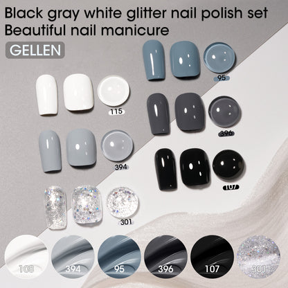 Gellen 6Colors Nail Polish Set, Quick Air Dry Nail Polish Winter Cold Tone Trendy Nail Polish Kit for Nail Manicure DIY Art Home, No UV Light Needed, 0.33 oz