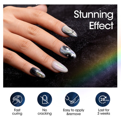 Gellen Cat Eye Gel Nail Polish, 18ml Gel Polish with Magnet Stick, Magnetic Shimmer Glitter Holographic Nail Polish Soak Off LED Gel for Nail Art DIY, Rainbow Effect