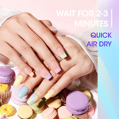 Gellen Nail Polish, Quick Air Dry 6 Colors Nail Lacquer Set Classic Macaron Trendy Nail Polish Kit for Nail Manicure DIY Art Home, No UV Light Needed, 0.33 oz Each Bottle