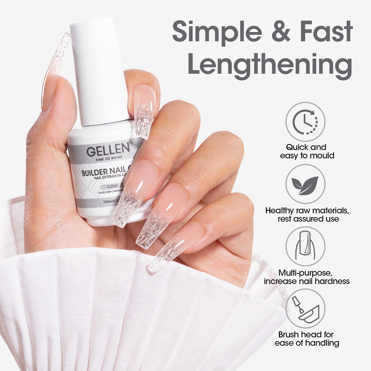 Gellen Builder Nail Gel, 9 in 1 Clear Gel Builder for Nail Thickening, LED Nail Lamp Cured Hard Gel Builder Gel Nail Polish Base Gel Extension Gel Building Gel