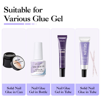 Gellen Nail Glue Remover for Press on Nails, 40ML Nail Glue Remover for UV Nail Glue, Non acetone Gentle Glue Off for Nails Glue False Tips, Odorless Easy Glue Debonder