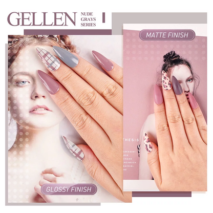 Gellen 6 Pcs Gel Nail Polish Kit - Nudes Grey Gel Polish Set Soak off LED Nail Lamp Light Nudes Gel Manicure Kit Gifts for Her