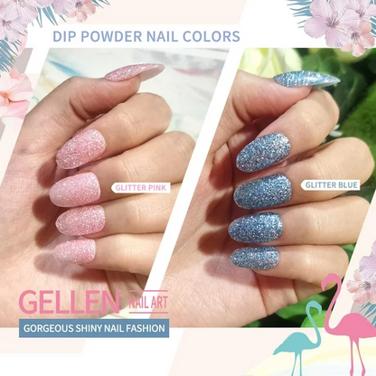 Gellen Dip Powder Nail Kit with 12 Colors Dipping Nail Powder Kit with Dust Brush and Nail File, Nail Art Rainbow Candy Series Dip Powder Set