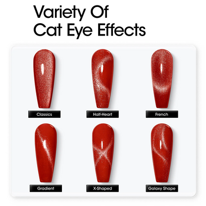 Gellen Cat Eye Gel Nail Polish Kit, 6 Colors Wine Red Cat Eye Gel Polish With Magnet, Soak off UV LED Nail Art Kit, Gifts for Women