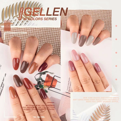 Gellen Gel Nail Polish Kit, 16 Colors Gel Polish Set with Top & Base Coat, Nail Gel Polish Neutral Wine Browns, Nail Art Manicure Set Gifts for Women