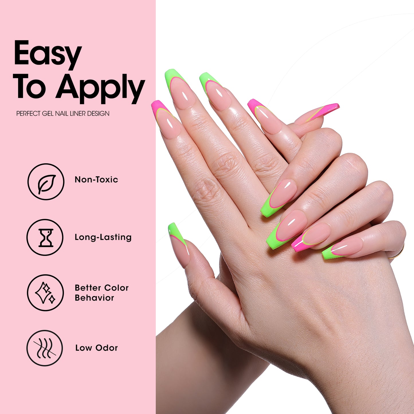 Gellen Gel Liner Nail Polish, 6 Colors Red Pink Green Nail Art Gel Nail Polish Set, Gel Polish Soak Off UV Cure Gel Built Thin Nail Brush Valentine's Day Gifts for Women