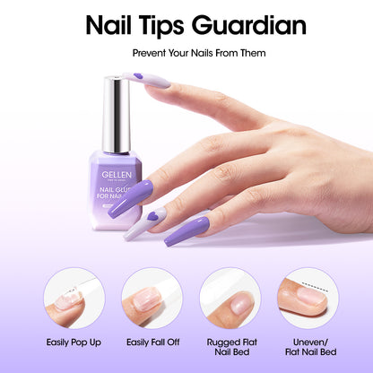 Gellen Nail Glue Gel for Nail Tips, 18ML4-in-1 UV Light Needed Nail Gel As Base Gel, As Rhinestone Glue for Nail Art, As Nail Tips Glue for Press on Acrylic and False Nails and As Strengthener Gel