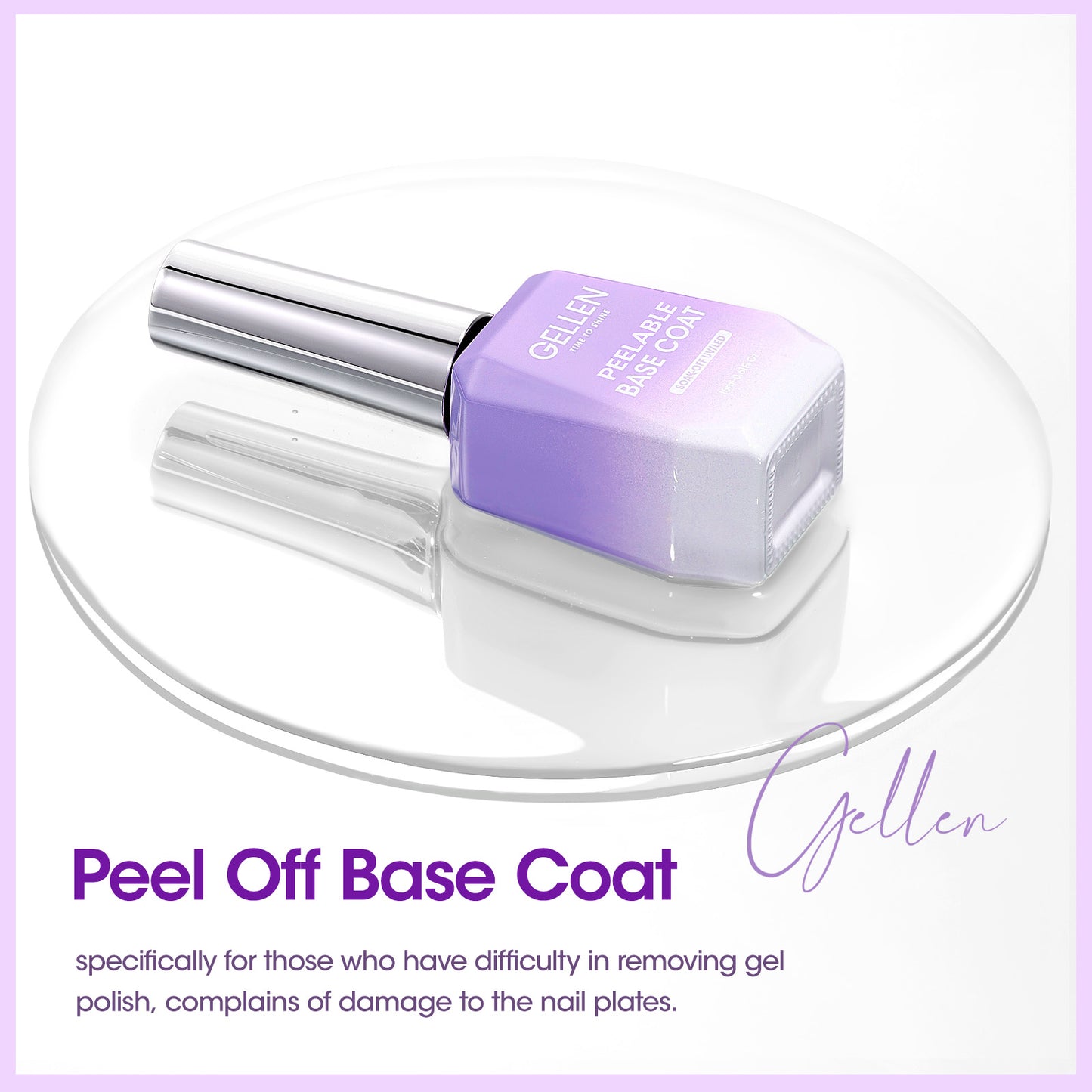 Gellen Peelable Base Coat, 18ML No Wipe Clear UV Base Coat Gel Nail Polish, Soak Off Nail Lamp Gel Base Coat Nail Art Home Manicure