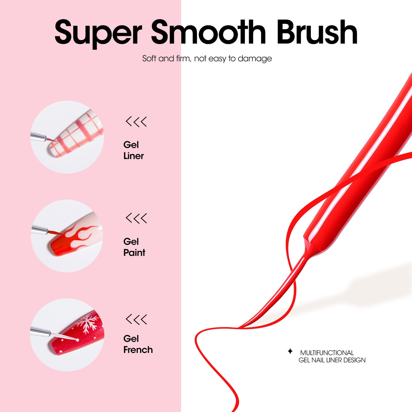 Gellen Gel Liner Nail Polish, 6 Colors Red Pink Green Nail Art Gel Nail Polish Set, Gel Polish Soak Off UV Cure Gel Built Thin Nail Brush Valentine's Day Gifts for Women