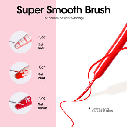 Gellen Gel Liner Nail Polish, 6 Colors Red Pink Green Nail Art Gel Nail Polish Set, Gel Polish Soak Off UV Cure Gel Built Thin Nail Brush Valentine's Day Gifts for Women