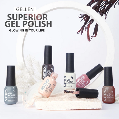 Gellen 6 Pcs Gel Nail Polish Kit - Nudes Grey Gel Polish Set Soak off LED Nail Lamp Light Nudes Gel Manicure Kit Gifts for Her