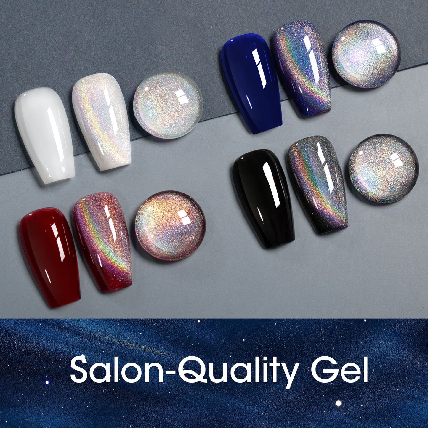 Gellen Cat Eye Gel Nail Polish, 18ml Gel Polish with Magnet Stick, Magnetic Shimmer Glitter Holographic Nail Polish Soak Off LED Gel for Nail Art DIY, Rainbow Effect