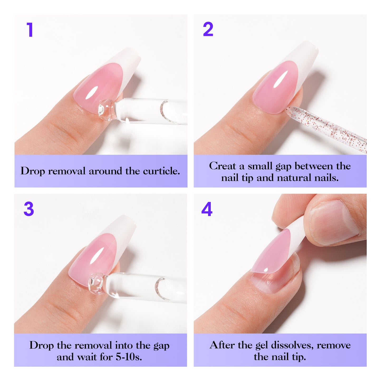 Gellen Nail Glue Remover for Press on Nails, 40ML Nail Glue Remover for UV Nail Glue, Non acetone Gentle Glue Off for Nails Glue False Tips, Odorless Easy Glue Debonder