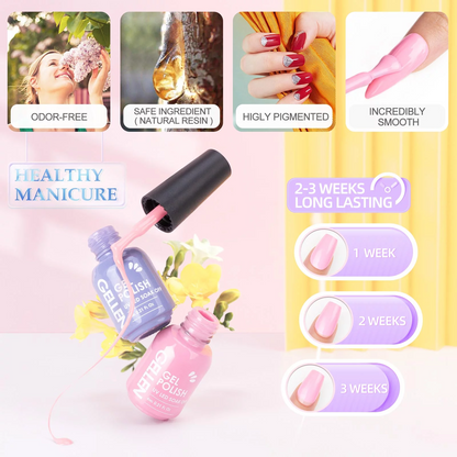 Gellen 12 Colors Bright and Pastels Gel Nail Polish Starter Kit - with 72W UV/LED Nail Lamp