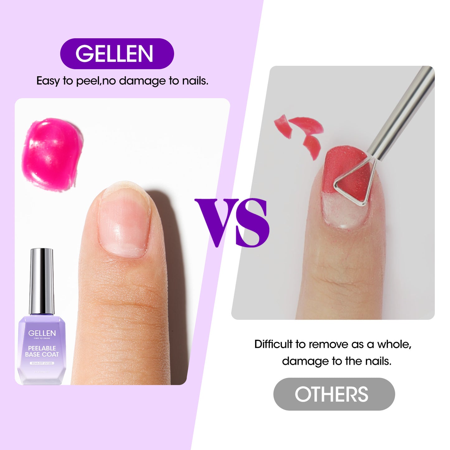 Gellen Peelable Base Coat, 18ML No Wipe Clear UV Base Coat Gel Nail Polish, Soak Off Nail Lamp Gel Base Coat Nail Art Home Manicure