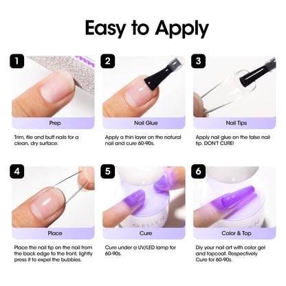 Gellen Nail Glue Gel for Nail Tips, 18ML4-in-1 UV Light Needed Nail Gel As Base Gel, As Rhinestone Glue for Nail Art, As Nail Tips Glue for Press on Acrylic and False Nails and As Strengthener Gel