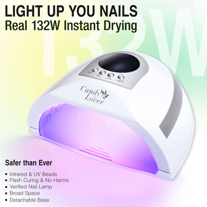 Candy Lover Gel Nail Polish Kit with UV Lamp, 16 Colors Gel Polish, Gel Nail Essential Set, 132W LED UV Nail Light, Base Top Coat Matte Top Coat Nail Strengthener