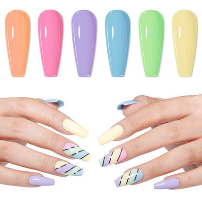 Gellen Nail Polish, Quick Air Dry 6 Colors Nail Lacquer Set Classic Macaron Trendy Nail Polish Kit for Nail Manicure DIY Art Home, No UV Light Needed, 0.33 oz Each Bottle