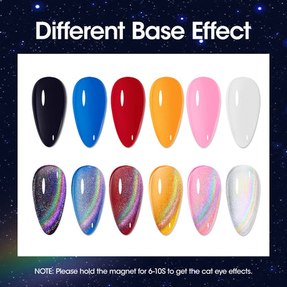 Gellen Cat Eye Gel Nail Polish, 18ml Gel Polish with Magnet Stick, Magnetic Shimmer Glitter Holographic Nail Polish Soak Off LED Gel for Nail Art DIY, Rainbow Effect