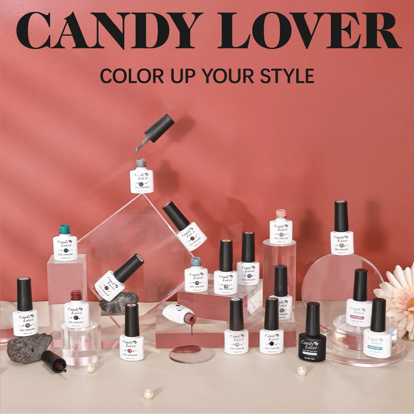 Candy Lover Gel Nail Polish Kit with Top Coat Base Coat Matte Coat Natural Quick Dry Long-Lasting Gel Nails, 16 Colors Gel Nail Polish Set for Home Salon Nail Art DIY Gift for Girls Women